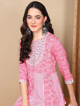 Women Coral Viscose rayon Embroidered A-Line Kurta Pant Set